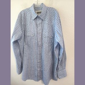 Resistol Ranch Snap Front Blue Print Long Sleeve Shirt Large